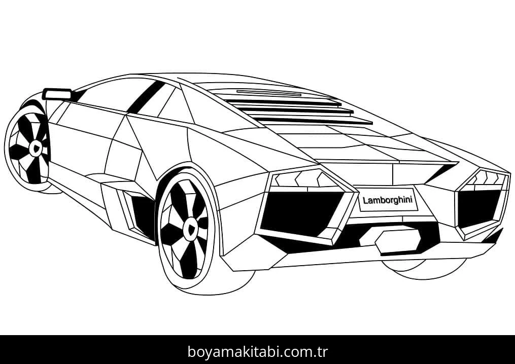 Lamborghini boyama sayfası – çocuk aktivitesi, PDF indir