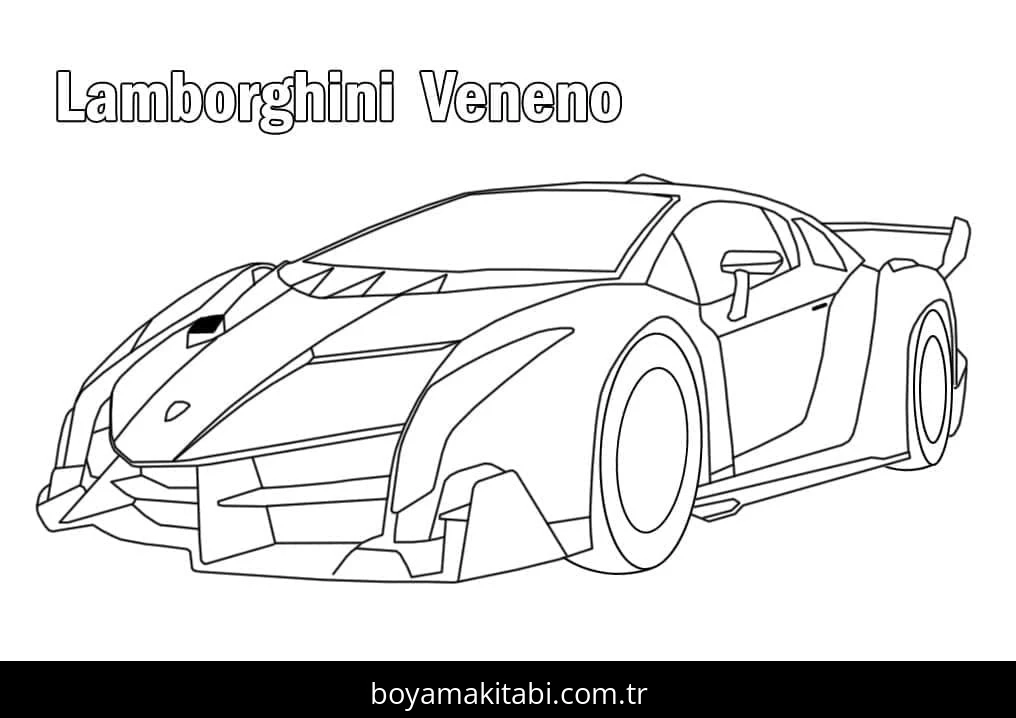 Lamborghini boyama sayfası – PDF indir, sevimli karakter