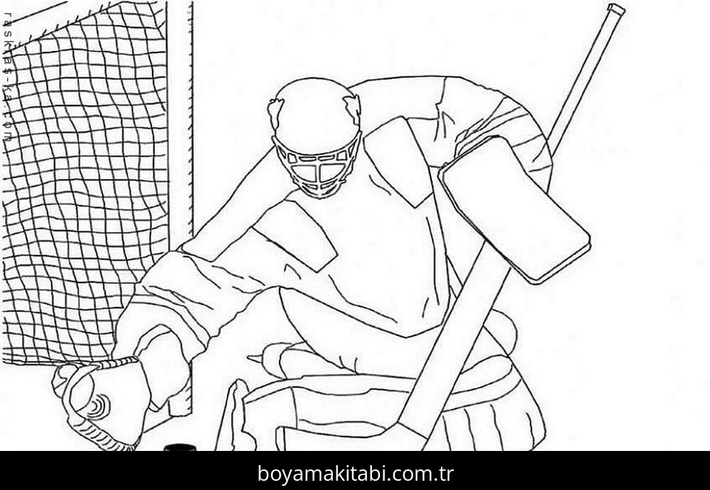 Buz Hokeyi boyama sayfası – sanatsal çalışma, çocuklar için