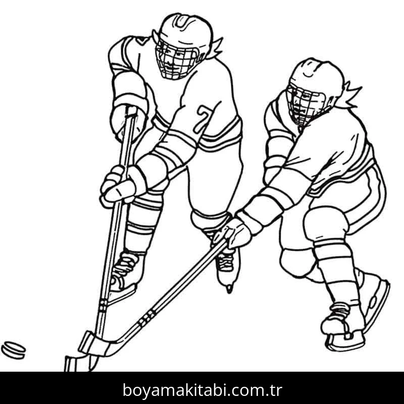 Buz Hokeyi boyama sayfası – boyama çalışması, yaratıcılığı geliştirir