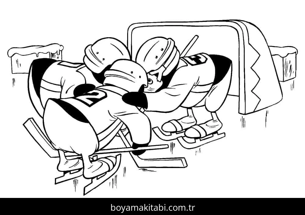 Buz Hokeyi boyama sayfası – eğlenceli etkinlik, el becerilerini geliştirir