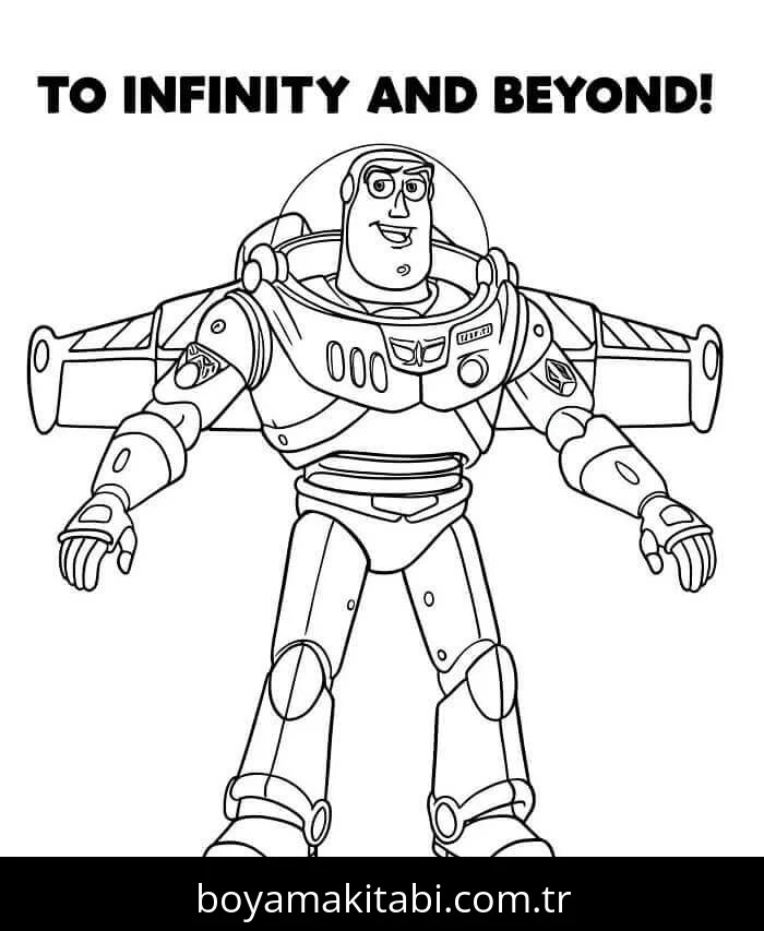Buzz Işıkyılı (Buzz Lightyear) boyama sayfası #1 – renkli çizimler, dikkat ve odaklanma geliştirir