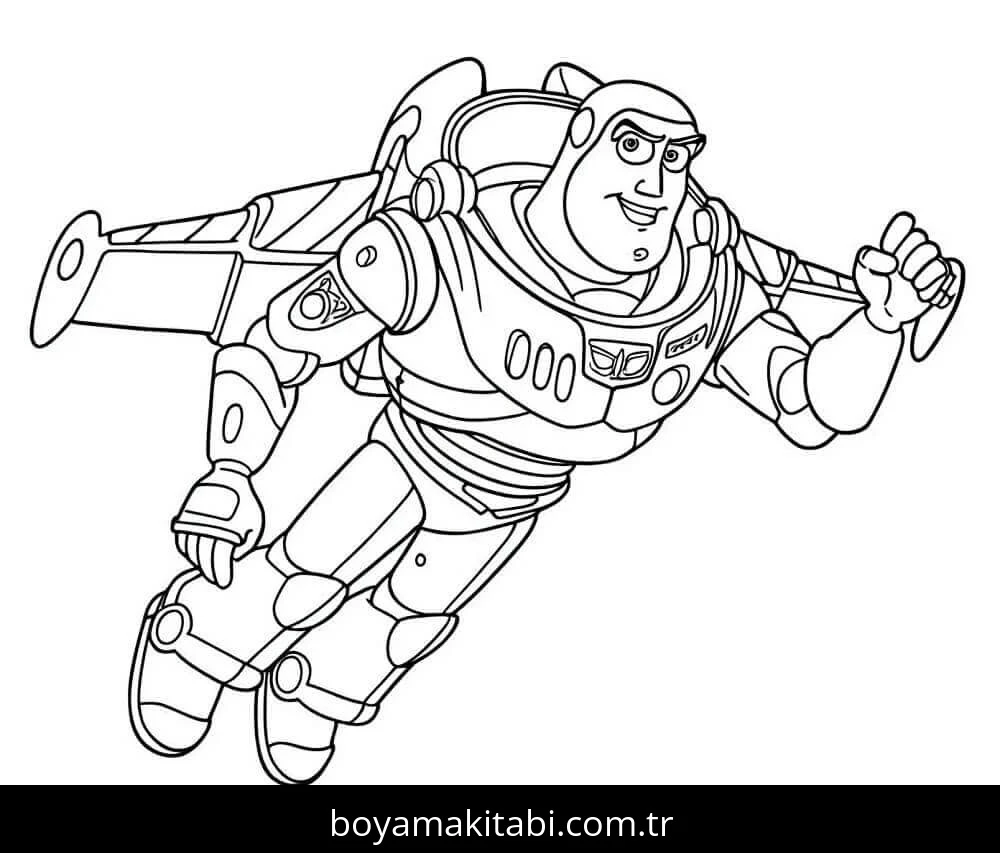 Buzz Işıkyılı (Buzz Lightyear) boyama sayfası #3 – ilkokul öğrencileri için, hayal gücünü besler