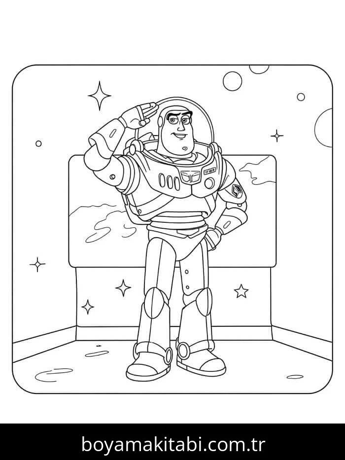 Buzz Işıkyılı (Buzz Lightyear) boyama sayfası #4 – aile ile vakit geçirme, renk bilgisini öğretir