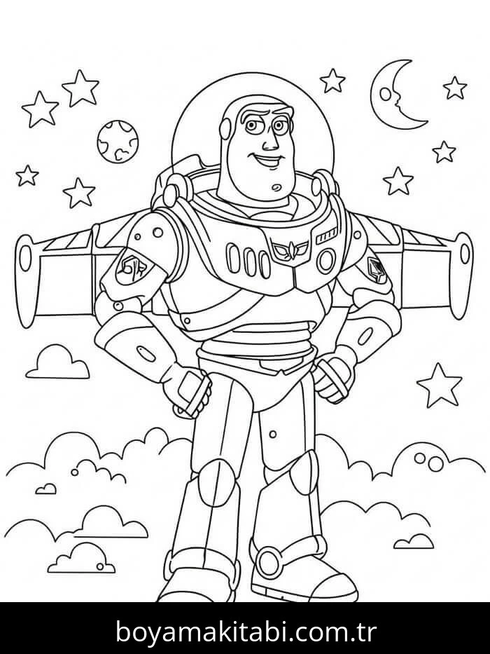 Buzz Işıkyılı (Buzz Lightyear) boyama sayfası #6 – doğum günü partisi aktivitesi, ekran süresine alternatif