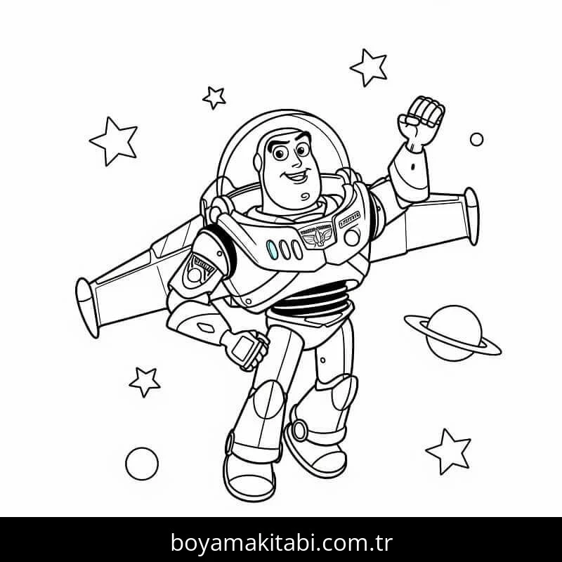 Buzz Işıkyılı (Buzz Lightyear) boyama sayfası #8 – dikkat ve odaklanma geliştirir, A4 baskıya uygun