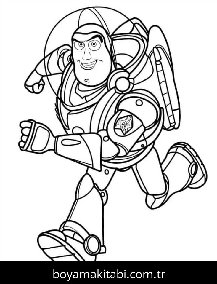 Buzz Işıkyılı (Buzz Lightyear) boyama sayfası #9 – motor becerileri destekler, mürekkep tasarrufu sağlar