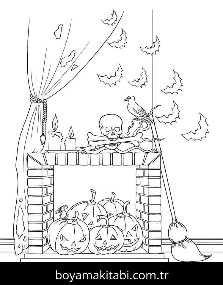 Cadılar Bayramı (Halloween) boyama sayfası – kolay boyama, eğitici aktivite