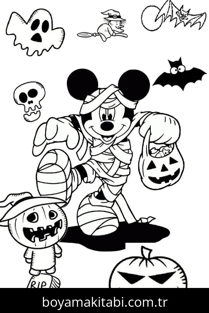 Cadılar Bayramı (Halloween) boyama sayfası – renkli çizimler, okul öncesi