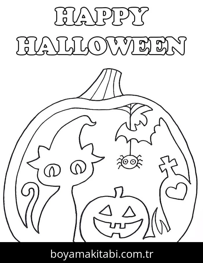Cadılar Bayramı (Halloween) boyama sayfası – ücretsiz yazdır, boyama etkinliği