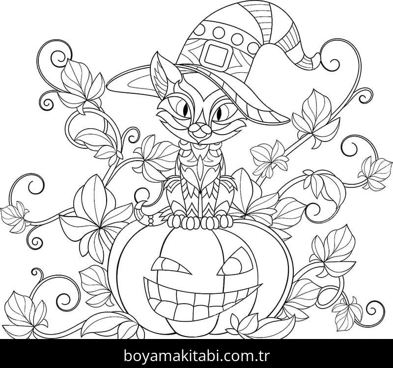 Cadılar Bayramı (Halloween) boyama sayfası – sanatsal çalışma, çocuklar için