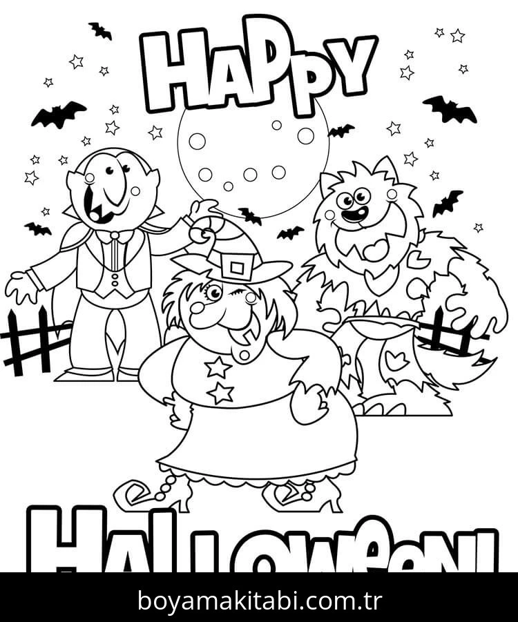 Cadılar Bayramı (Halloween) boyama sayfası – boyama çalışması, yaratıcılığı geliştirir