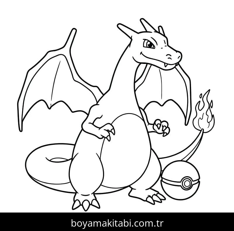 Charizard boyama sayfası #19 – renk bilgisini öğretir, günlük etkinlik önerisi