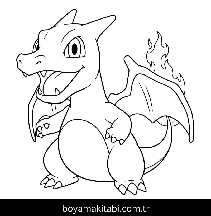 Charizard boyama sayfası #20 – sabır ve özgüven kazandırır, yaratıcı sanat çalışması