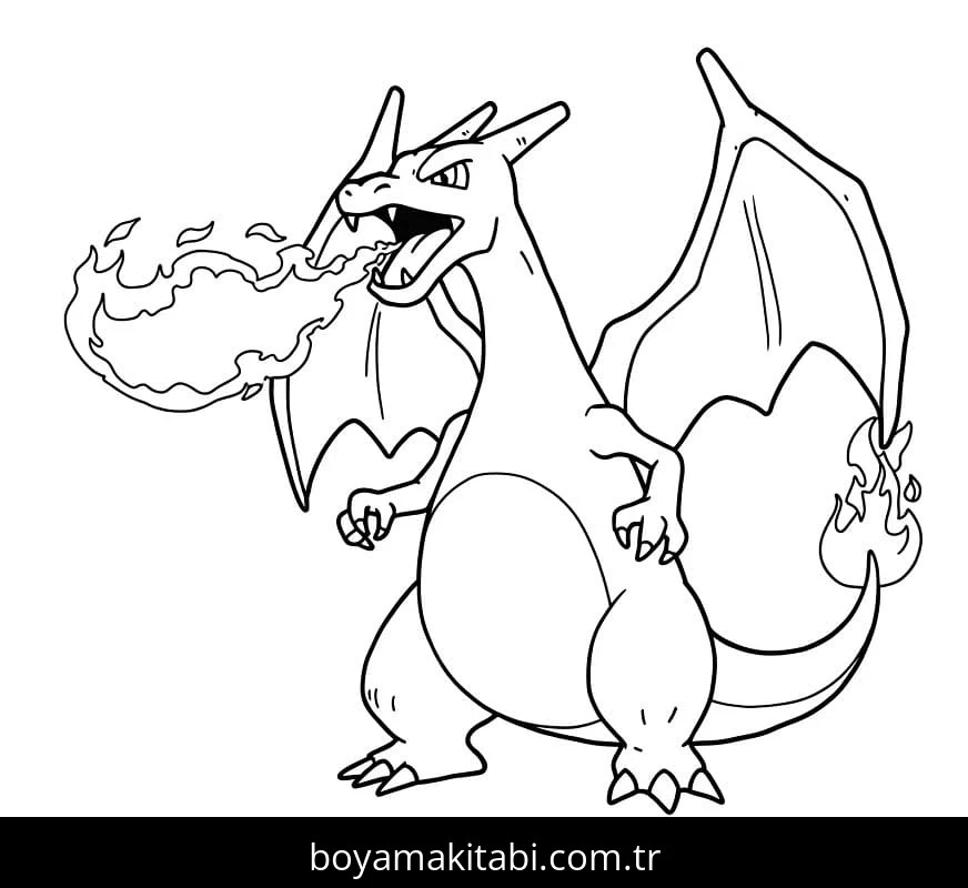 Charizard boyama sayfası #26 – günlük etkinlik önerisi, kolay boyama