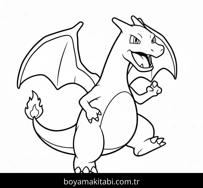 Charizard boyama sayfası #31 – PDF indir, sevimli karakter