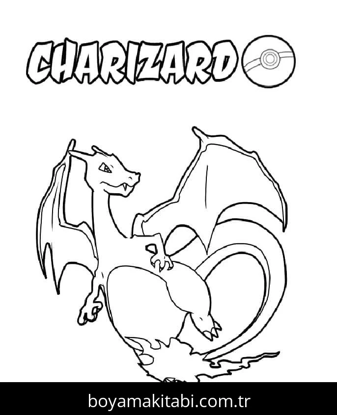 Charizard boyama sayfası #44 – çocuk aktivitesi, ilkokul öğrencileri için