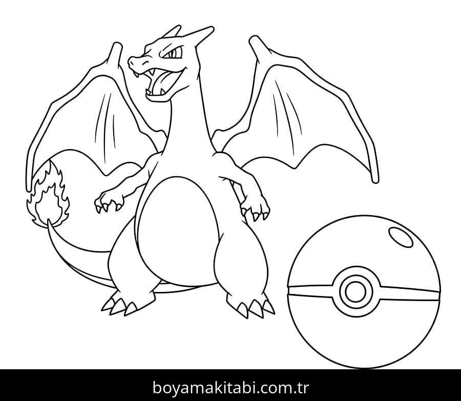 Charizard boyama sayfası #50 – anaokulu etkinliği, motor becerileri destekler