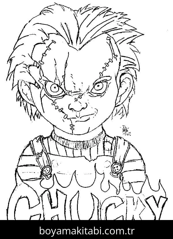 Chucky boyama sayfası – çizgi film temalı, basit çizim