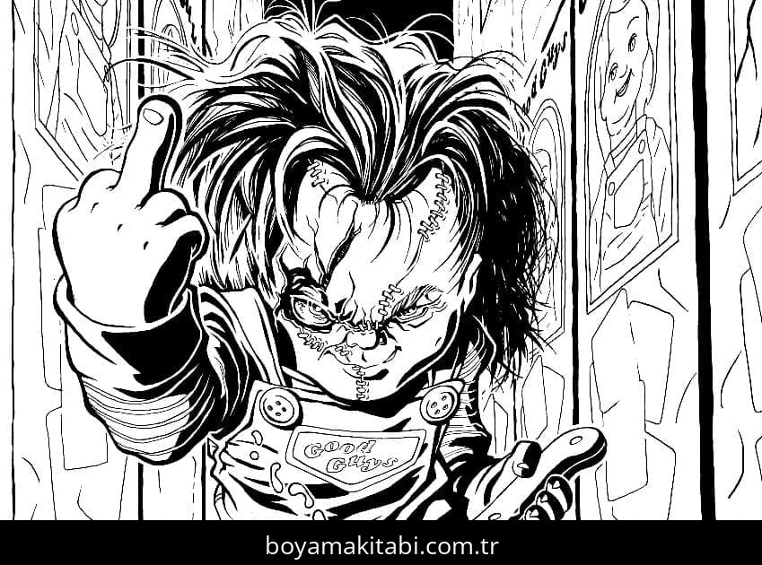 Chucky boyama sayfası – çocuk aktivitesi, PDF indir