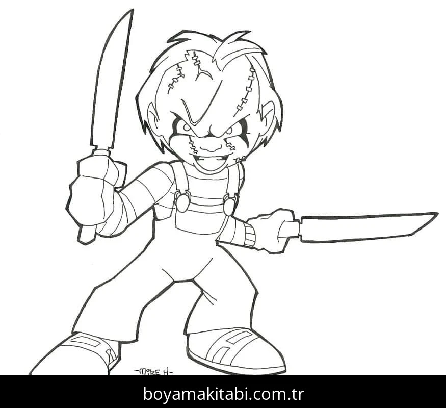 Chucky boyama sayfası – sanatsal çalışma, çocuklar için