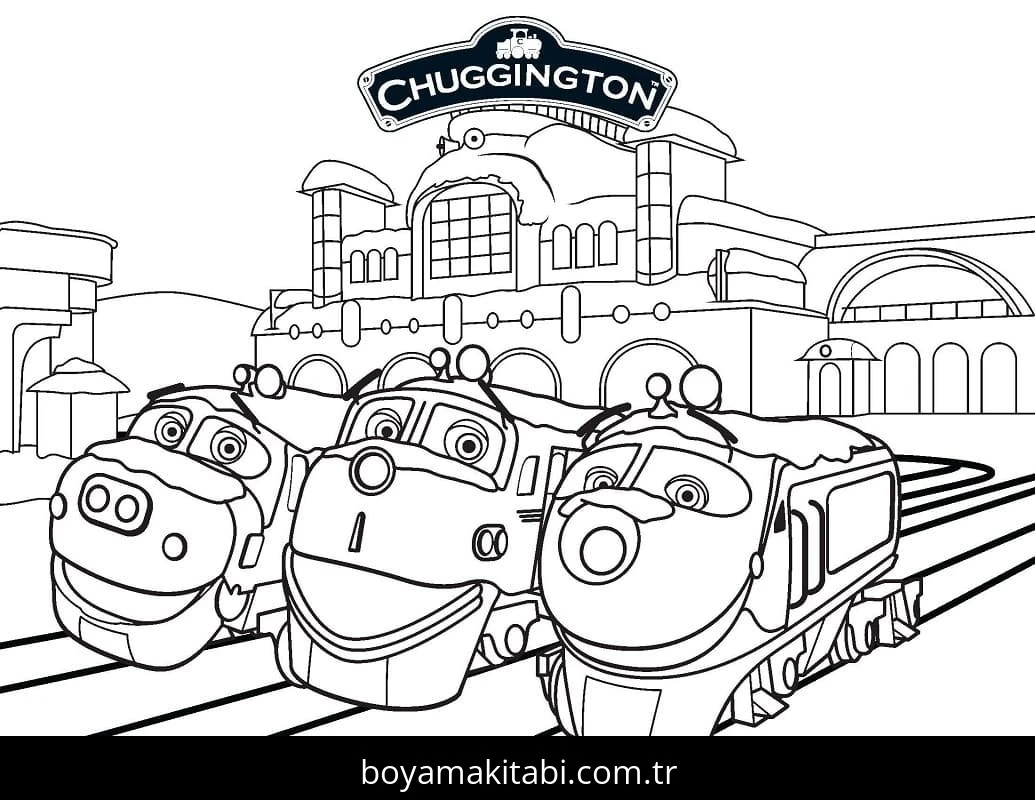 Chuggington boyama sayfası – sevimli karakter, sanatsal çalışma