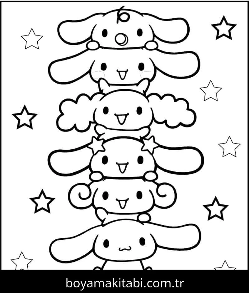 Cinnamoroll boyama sayfası – keyifli zaman, renkli çizimler