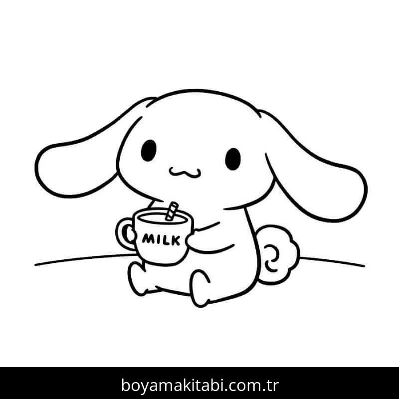 Cinnamoroll boyama sayfası – çizgi film temalı, basit çizim