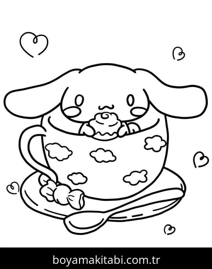 Cinnamoroll boyama sayfası – boyama çalışması, yaratıcılığı geliştirir