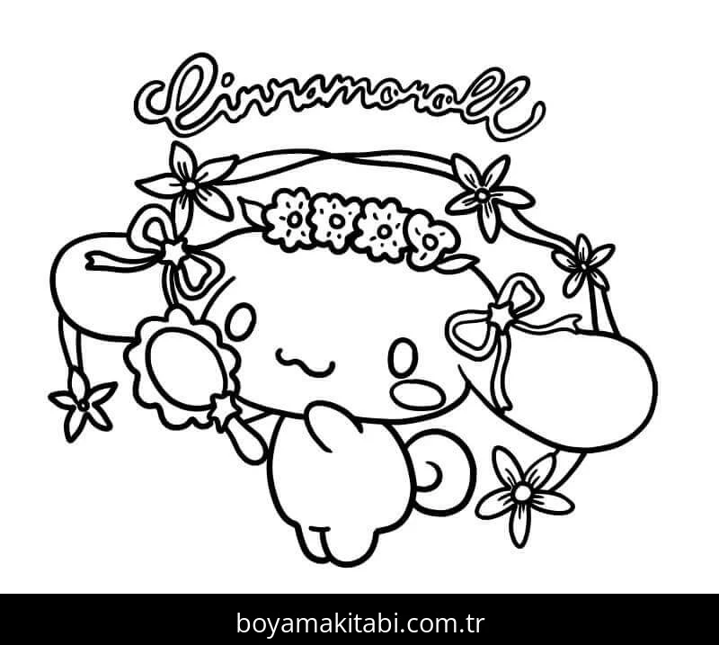 Cinnamoroll boyama sayfası – sevimli karakter, sanatsal çalışma