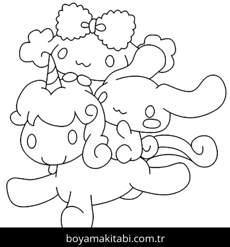 Cinnamoroll boyama sayfası – çizgi film temalı, basit çizim