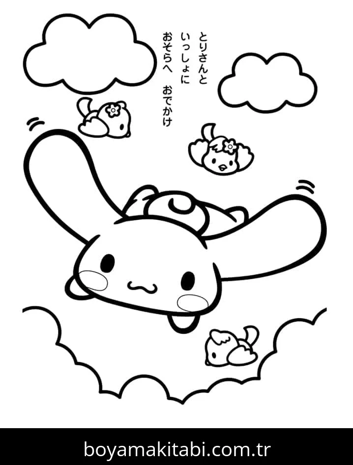 Cinnamoroll boyama sayfası – evde etkinlik, ücretsiz yazdır
