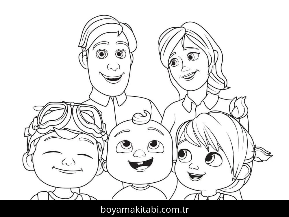 CoComelon boyama sayfası – el becerilerini geliştirir, boyama çalışması