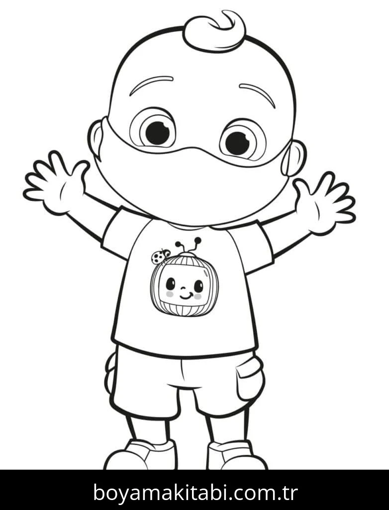 CoComelon boyama sayfası – basit çizim, kolay boyama