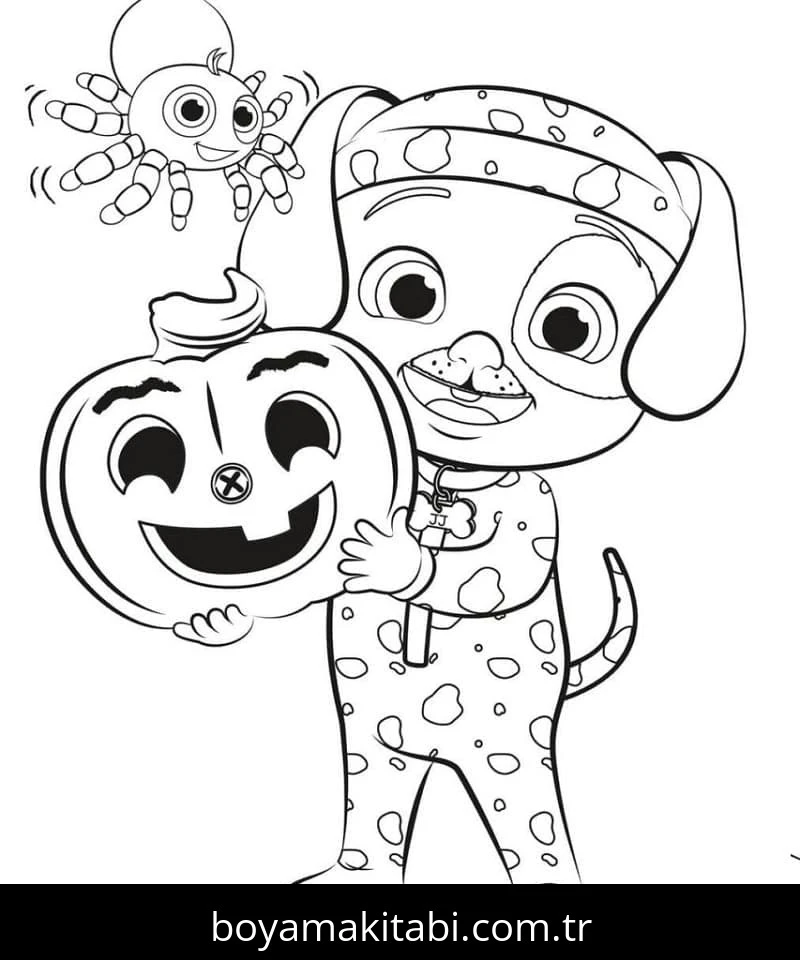 CoComelon boyama sayfası – PDF indir, sevimli karakter