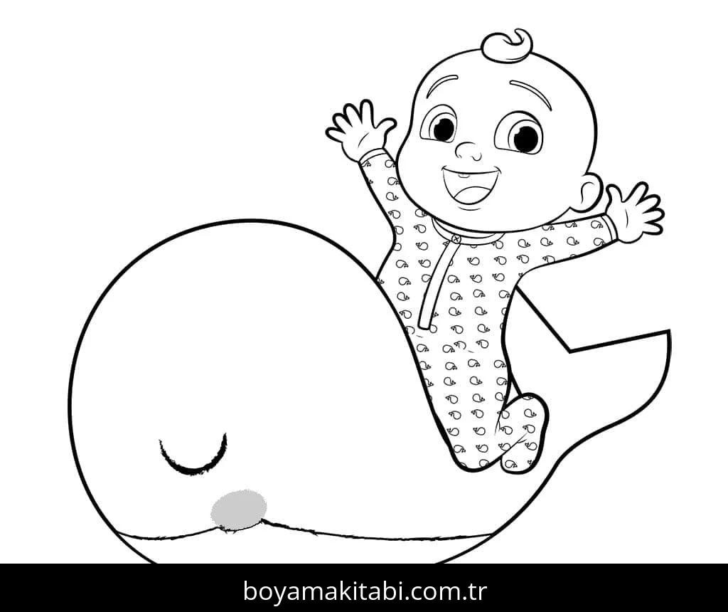CoComelon boyama sayfası – çizgi film temalı, basit çizim