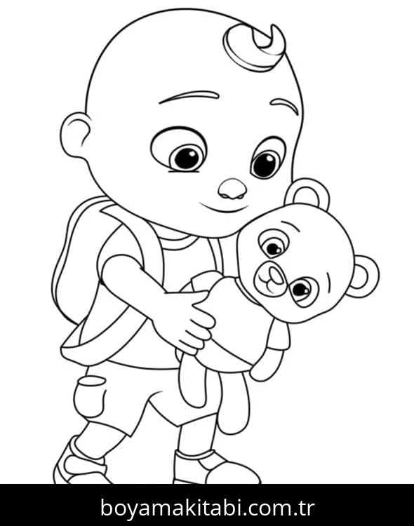 CoComelon boyama sayfası – PDF indir, sevimli karakter