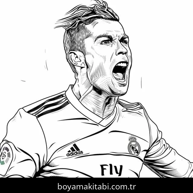 Cristiano Ronaldo boyama sayfası – sanatsal çalışma, çocuklar için