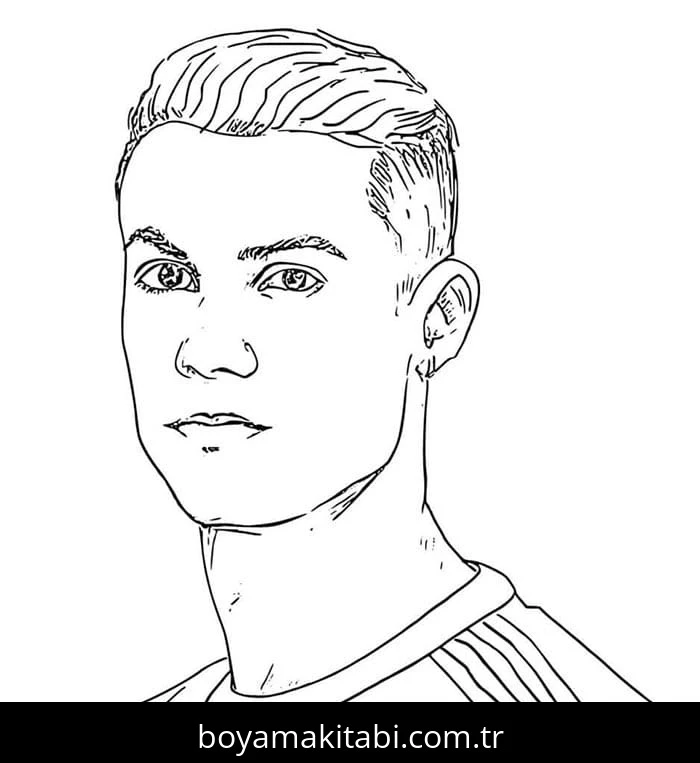 Cristiano Ronaldo boyama sayfası – basit çizim, kolay boyama
