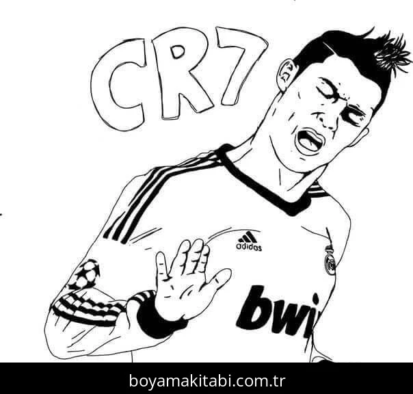 Cristiano Ronaldo boyama sayfası – çizgi film temalı, basit çizim