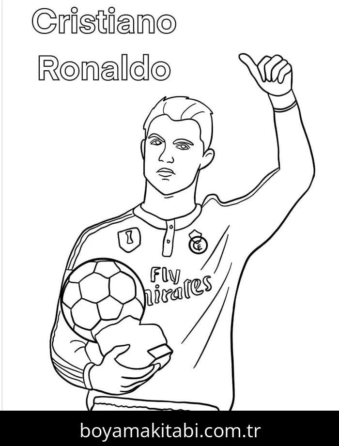 Cristiano Ronaldo boyama sayfası – çocuk aktivitesi, PDF indir