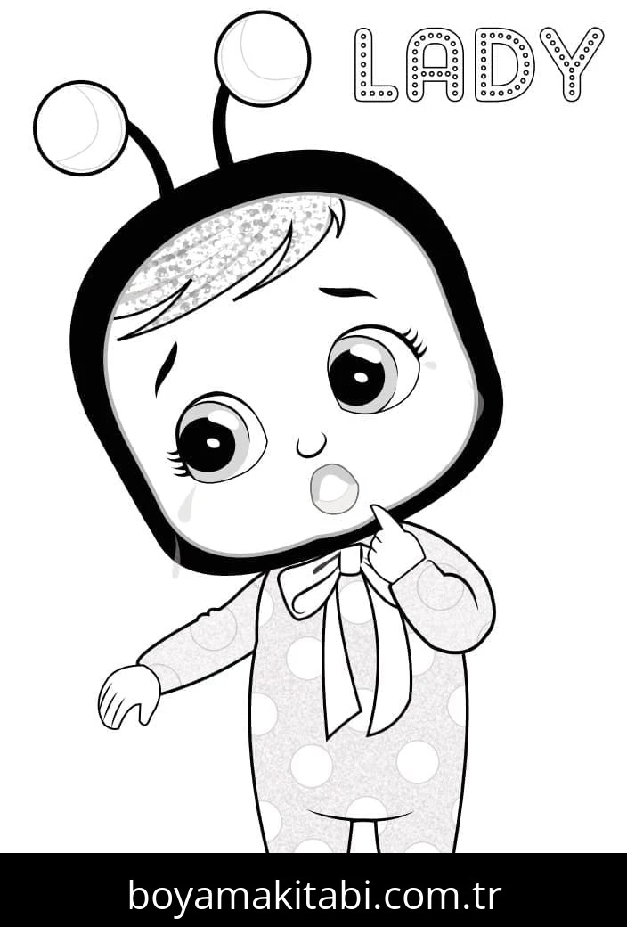 Cry Babies boyama sayfası – renkli çizimler, okul öncesi
