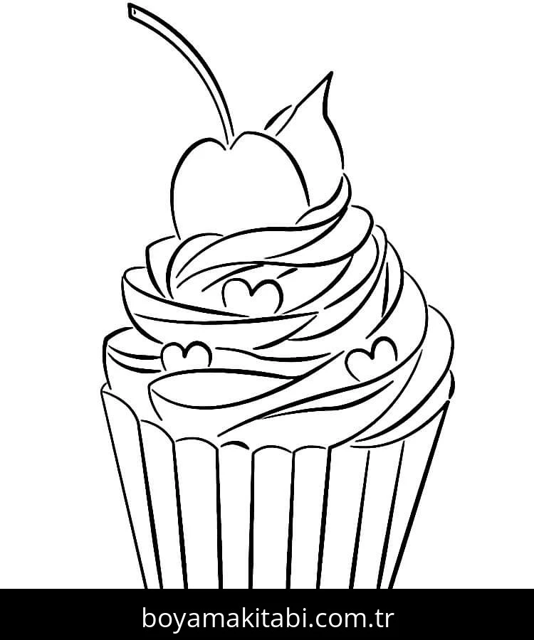 Cupcake boyama sayfası #9 – kolay boyama, eğitici aktivite