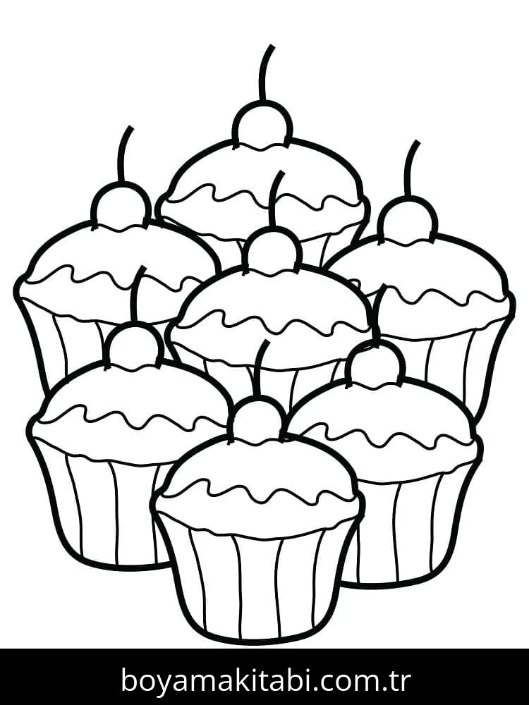 Cupcake boyama sayfası #11 – yaratıcılığı geliştirir, keyifli zaman
