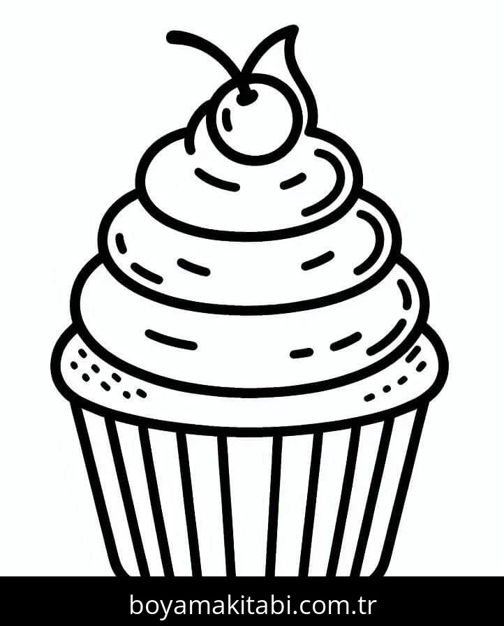 Cupcake boyama sayfası – el becerilerini geliştirir, boyama çalışması