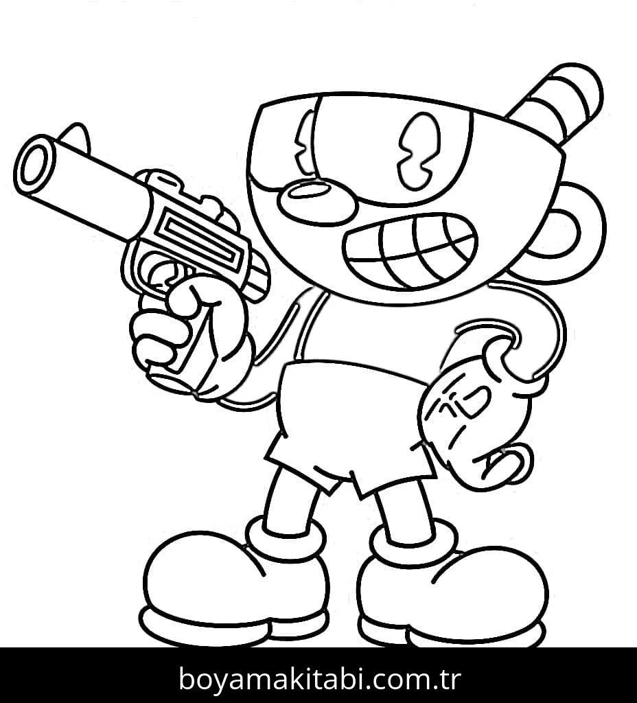 Cuphead boyama sayfası – boyama çalışması, yaratıcılığı geliştirir