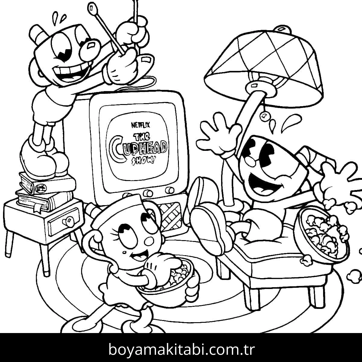 Cuphead boyama sayfası – çocuklar için, çizgi film temalı