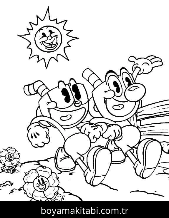 Cuphead boyama sayfası – okul öncesi, evde etkinlik