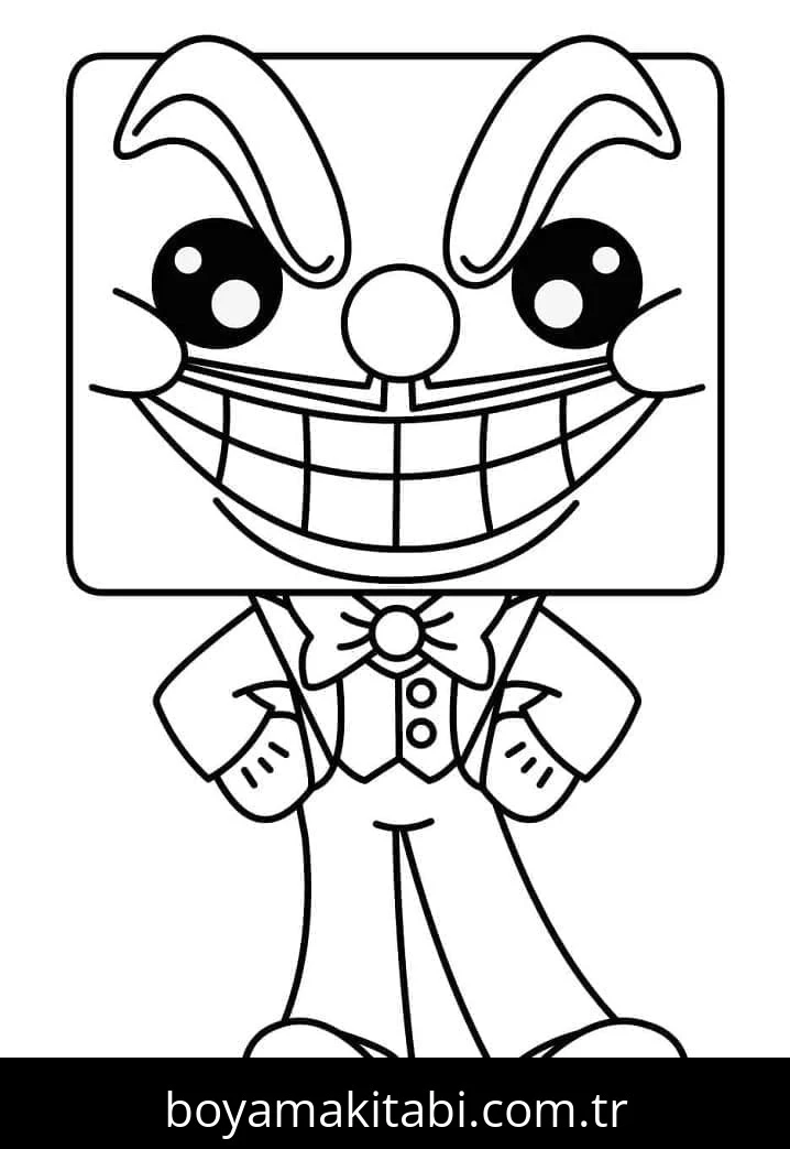 Cuphead boyama sayfası – çizgi film temalı, basit çizim