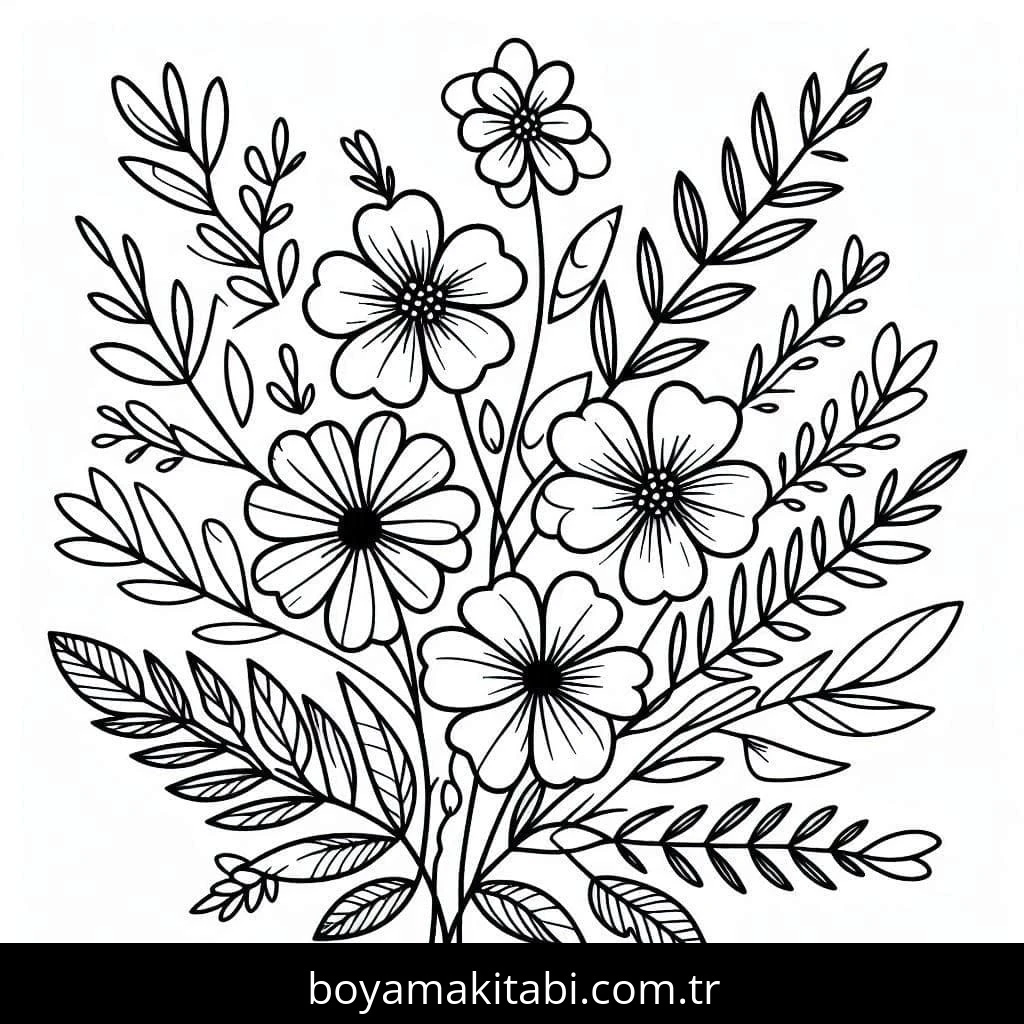 Çiçek boyama sayfası #541 – renkli çizimler, dikkat ve odaklanma geliştirir